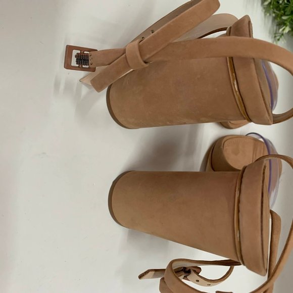 Schutz Geisy Suede Illusion Ankle Strap Block Heel - Picture 4 of 7